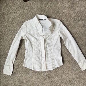 Samuel Dong White Quilted-Panel Button Shirt